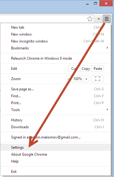 Open Google Chrome Settings