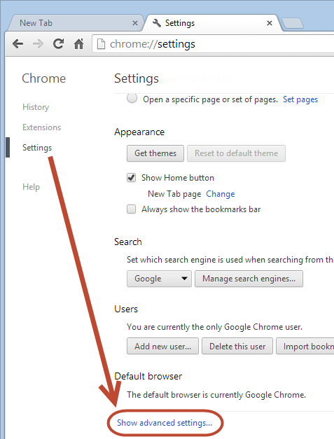 Open Advanced Settings