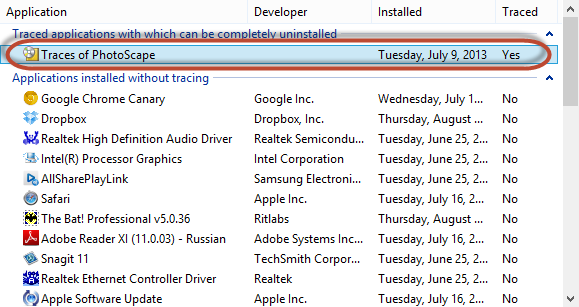 The traces of deleted programs are reserved and can be removed at any time